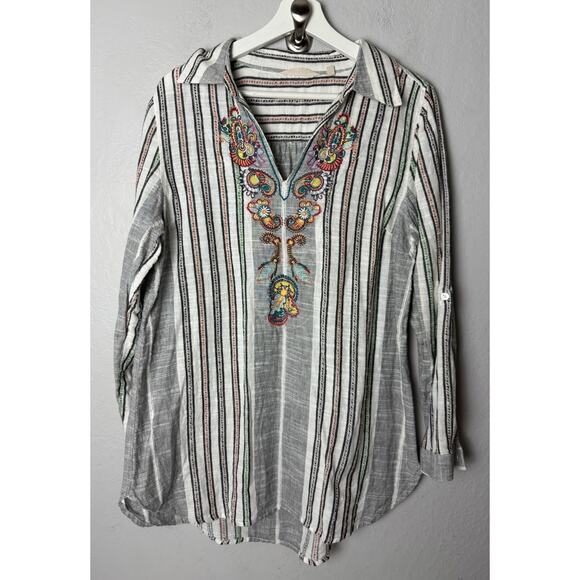 Soft Surroundings Womens Size Large Brookhaven Aruba Embroidered Top Tunic - Picture 1 of 3